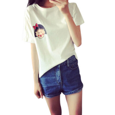 

Women Girls Casual Short Sleeve Cartoon Pattern T-shirt Loose Big Size Tee-shirt