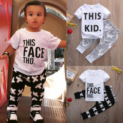 

Summer Toddler Kids Baby Boys T-shirt TopsPants 2Pcs Outfits Set Tracksuit USA