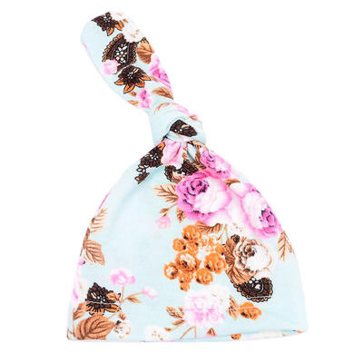

Cute Baby Girls Knotted Hat Flower Print Newborn Beanie Cap Casual Decor