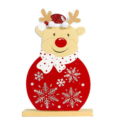 

Santa Fawn Snowman Bear Pattern Wood Cutout Frame Home Christmas Table Decorations LED Light Up Christmas Party Ornaments