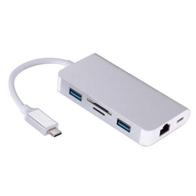 

1677 6-in-1 USB-C 31 Hub Splitter Type-C To RJ45 PD USB Converter Adapter Dock For Laptop