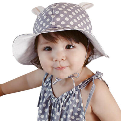 

Sweet Baby Sunhat Outdoor Polka Dots Beach Ear Hats Summer Girls Hat