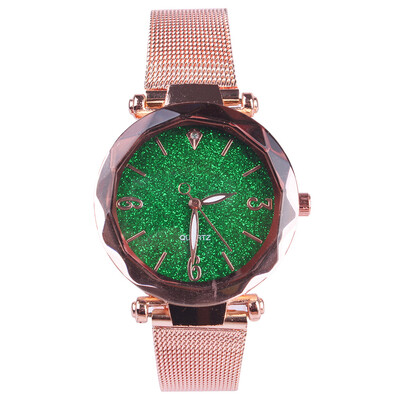 

Womens quartz watch simple diamond mesh with starry watch vibrato