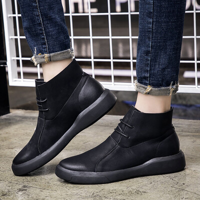 

Martin shoes fashion trend Martin boots round head in the tube male Martin shoes breathable British lace motorcycle boots