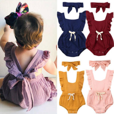 

Newborn Infant Baby Girl Ruffle Summer Bodysuit Romper Jumpsuit Sunsuit Clothes