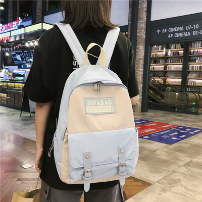 

Schoolbag female Korean high school ulzzang college student backpack contrast Harajuku casual bag ins wind junior high school back