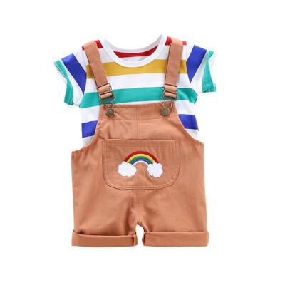 

Baby Boys Girls Casual Clothes Sets 2019 Summer Newborn Infant Boy Clothes Tops T-shirtSuspender Pants 2Pcs Kids Girls Outfits