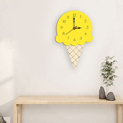 

Gobestart Nordic Style Ice Cream Wall Clock Silent Wooden Clock for Home Living Room