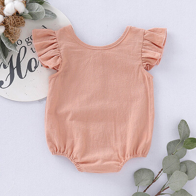 

Newborn Infant Baby Girl Sleeveless Solid Romper Bodysuit Clothes Outfits