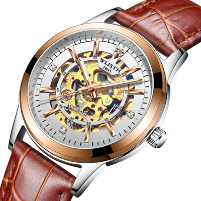 

Mens trend rose gold hollow automatic mechanical watch