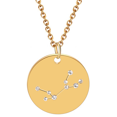 

Creative Tiny Rhinestones Collar Chain Necklace 12 Constellations Pendant Necklace
