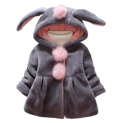 

Winter Imitation Berber Fleece Baby Tops Jacket Hooded Solid Color Coat