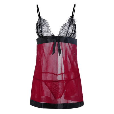 

Toponeto Fashion New Plus Size Women Lace Lingerie Nightdress Bowknot Backless Sleepwear