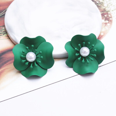 

2019 New Korean Style Spray Paint Big Flower Stud Earrings For Women Fashion Summer Elegant Sweet Jewelry Accessories Brincos