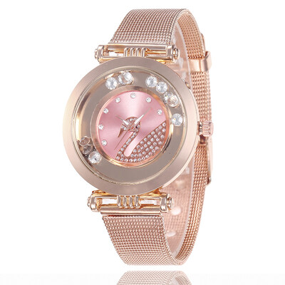 

Mesh belt fashion ladies watch wholesale simple diamond sand swan student popular watch