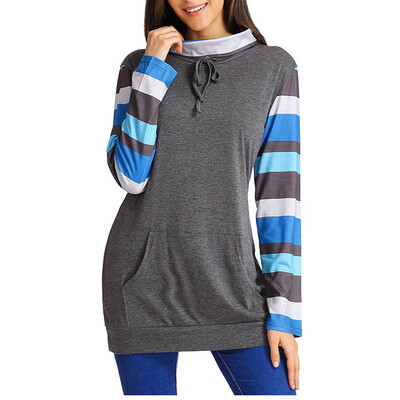 

Starmoon Womens Long Sleeve Round Neck Patchwork Casual Shirt Tops With Pocket