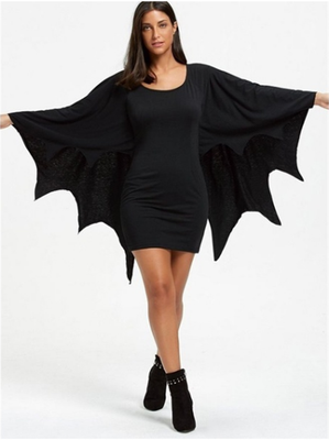 

Pure color bat sleeve skirt