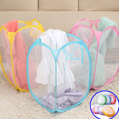 

Gobestart Laundry Basket Pop-Up Mesh Bin Tidy Storage Toys Fold-able Cloth Washing Bag