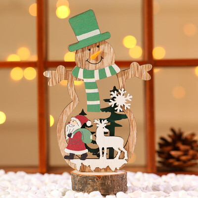 

2020 New Year Natural Xmas Santa Claus Snowman Wood Craft Christmas Tree Christmas Home Desk Decoration Wooden Ornaments