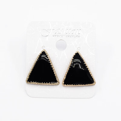 

Golden Alloy Enamel Triangle Ear Studs Black 19x85mm Pin 06mm