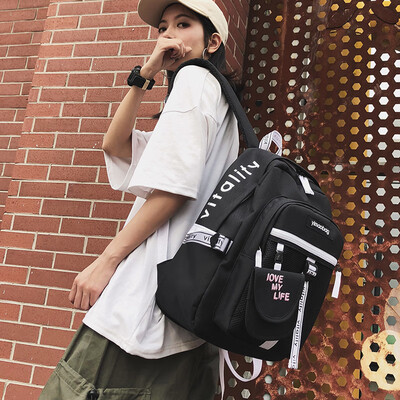 

Hmm Backpack Mens Shoulder Pack Womens Ins Fashion Large Capacity Backpack Womens Korean Version High School Suite Uzzang