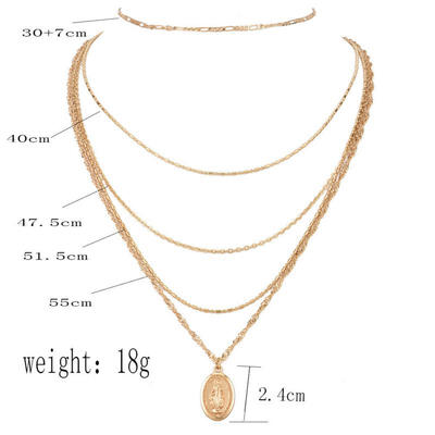 

2019 new fashion jewelry personality new pendant multi-layer necklace set