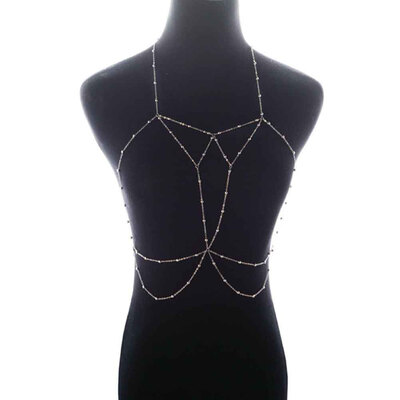 

Women Women Retro Style Copper Beads Chain Chest Chain Body Chains