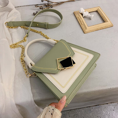 

2019 the new Korean version of the chain small square bag 100 leisure student bag slanted color slant female bag tide