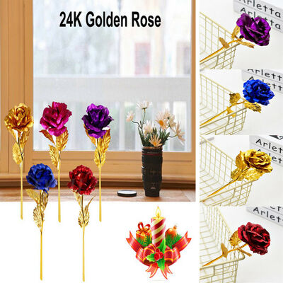 

24K Gold Foil Plated Roses Romantic Birthday Gift Golden Rose Flowers Lover