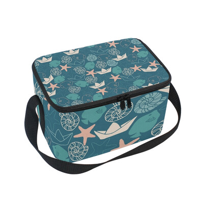

ALAZA Insulated Lunch Box Marine Organism Lunch Bag for Men Women Portable Tote Bag Cooler Bag