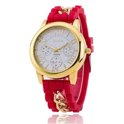 

GENEV Geneva Silicone Romanface fake three-eye mens chain watch