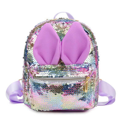 

Cute Rabbit Ear Sequins Small Backpacks Women Travel Shoulder School Bags
