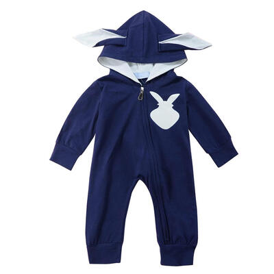 

Winter Warm Newborn Girl Boy Rabbit 3D Ear Zipper Hooded Romper Jumpsuit