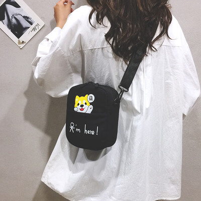 

Canvas small bag handbags new 2019 cartoon cute cloth bag casual girl chic shoulder Messenger bag tide