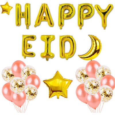 

New Happy Eid MUBARAK Balloons Festival Party Decoration for Eid al-Adha MoonLetterStarSequin BalloonParty Decor Jett globos