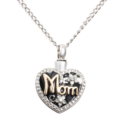 

Mom Love Heart Shape Memorial Urn Necklace for Ashes Cremation Pendant Keepsake