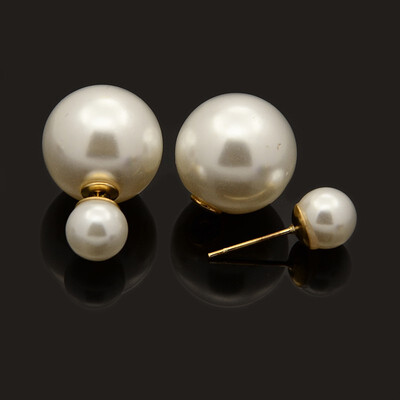 

UV Plating Resin Round Beaded Ball Ear Studs with Steel Pins Ivory 16mm Pin 06mm