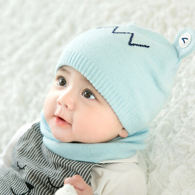 

Korean version of autumn&winter new baby childrens hat cartoon frog knitted cotton hat neck set