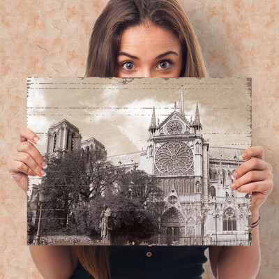 

Toponeto Vintage De Cathedral Paris France Rose Window Hanging Painting Wall Art