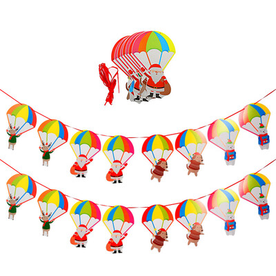 

Many beautiful memories of the Christmas flag Christmas tree package Christmas decorations hanging flag door hanging holiday scene layout pendant Christmas flag flag parachute old man