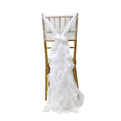 

Elagant Chair Cover Bow Band Ties Ruffled Sashes Wedding Party Banquet Decor