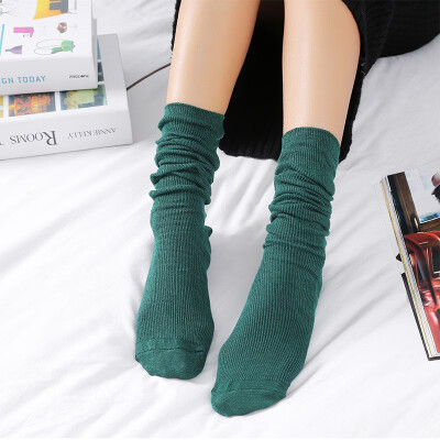 

Winter Warm Cotton Thin Women Socks Solid Color Retro Sen Short Boots Socks Long Tube Socks Ladies Pile Socks