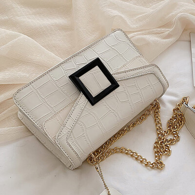 

Foreign style chain bag woman 2019 new fashion small square bag simple single shoulder oblique satchel bag