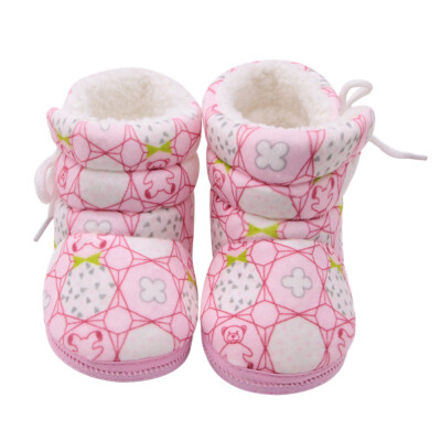 

Winter Baby Children The First Walker Shoesborn Bear Printing Cotton Boots Side Lace Shoes Baby Toddler Shoes