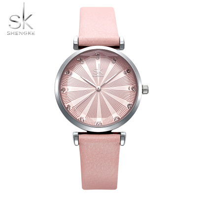 

SHENGKE SK Luxury Brand Leather Ladies Wrist Watches Women Prism Quartz Watch For Female Clock reloj mujer 2019 relogio feminino