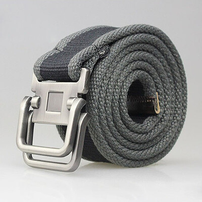 

New Double ring buckle Unisex belt fashion Men&Women outdoor canvas stripe belt casual simple youth students cowboy belt