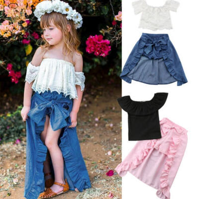 

2018 Baby Girls Kid Summer Dress T-shirt TopShorts Pants Party Clothes Sets AU