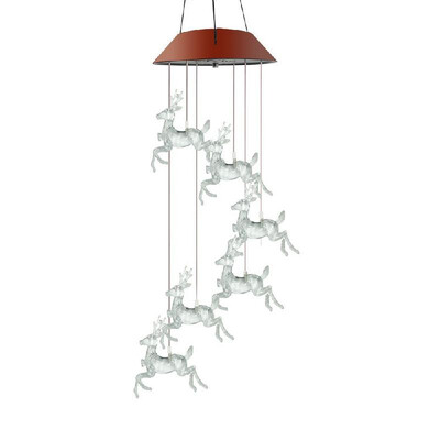 

Solar Deer Wind Chimes Color-Changing LED Solar Light Outdoors Powered Waterproof Christmas Deer Wind Chimes for Home Party Night