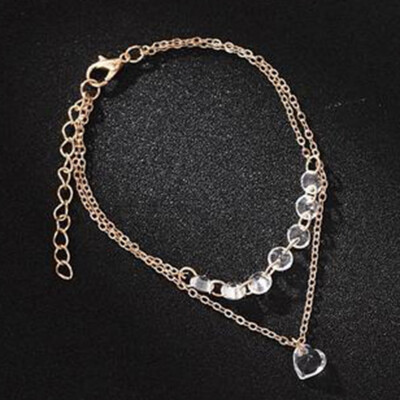 

Fashion Double Layers Heart-shaped Crystals Bracelet Bangle For Women Girl Engagement Wedding Jewelry