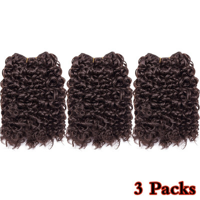 

8 inch Weave Hair Extension Afro Kinky Curly Weft Hair Weave Bundles Synthetic Braid Hair Mambo Twist Ombre Hair for Women